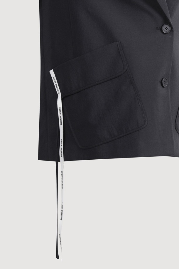 LUCKY CHOUETTE - 자켓 - Poly Single Half Sleeve Jacket (black)