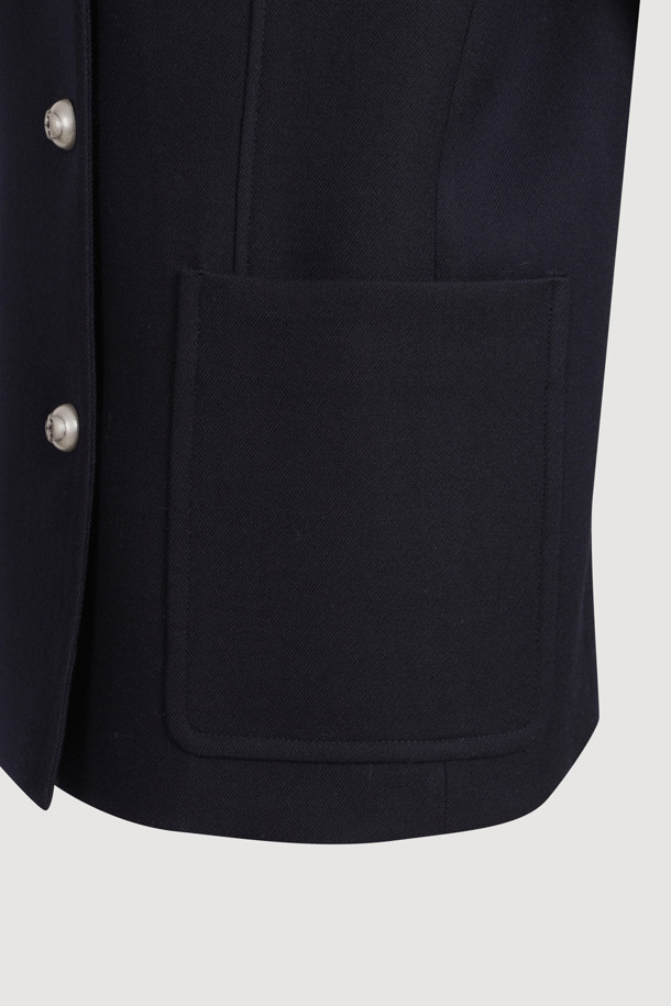 LUCKY CHOUETTE - 자켓 - V-neck Collarless Half Jacket (dark navy)