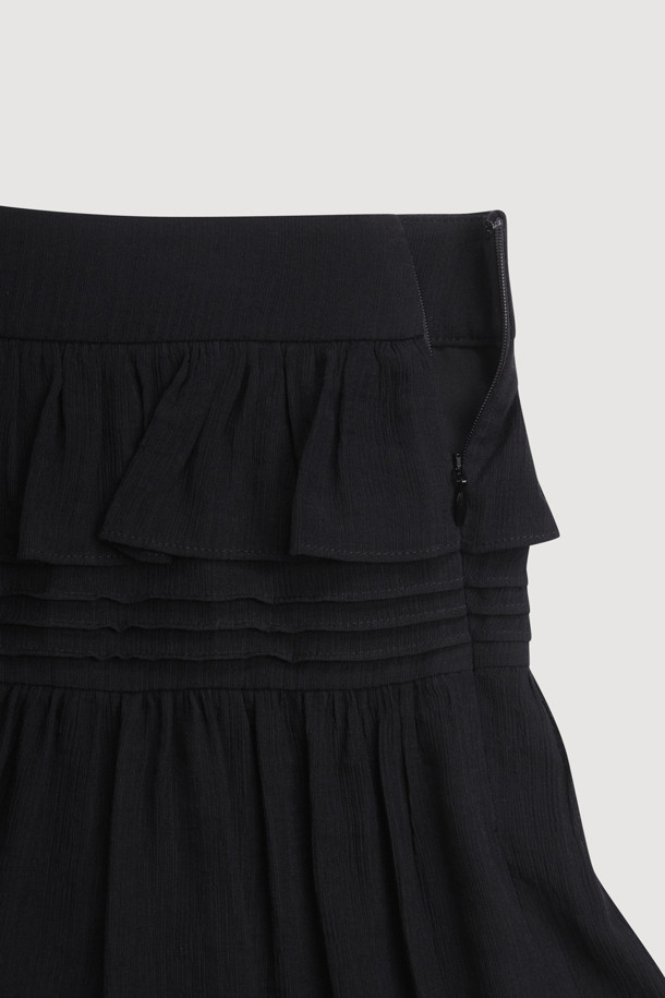 LUCKY CHOUETTE - 미니스커트 - [Re-Order] Pin Tuck Point Mini Skirt (dark black)