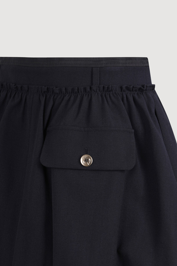 LUCKY CHOUETTE - 미니스커트 - [Atelier] Wool Cotton Shirring Mini Skirt (dark navy)