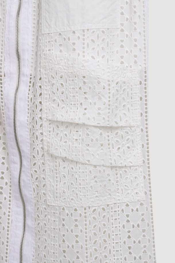 LUCKY CHOUETTE - 롱스커트 - [Atelier] Eyelet Lace Back Banding Long Skirt (white)