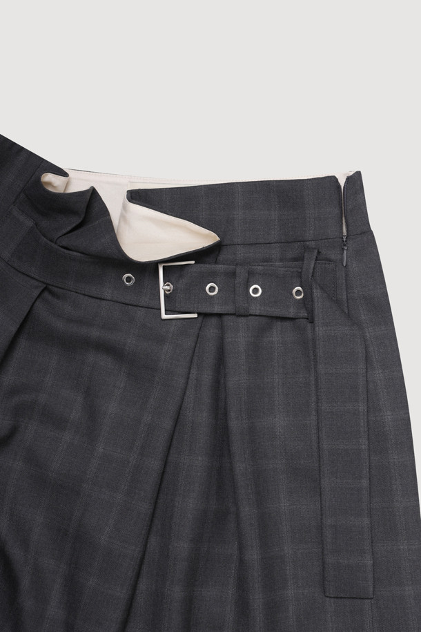 LUCKY CHOUETTE - 미니스커트 - [Atelier] Obi Point Check Mini Skirt (grey)