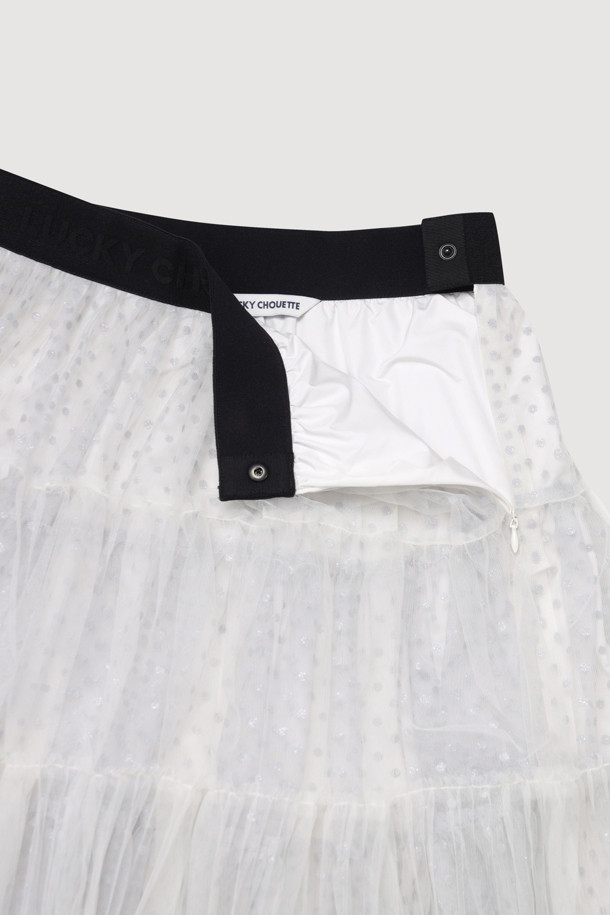 LUCKY CHOUETTE - 미디스커트 - [Holiday Edition] Shirring Point Banding Midi Skirt (Ivory)