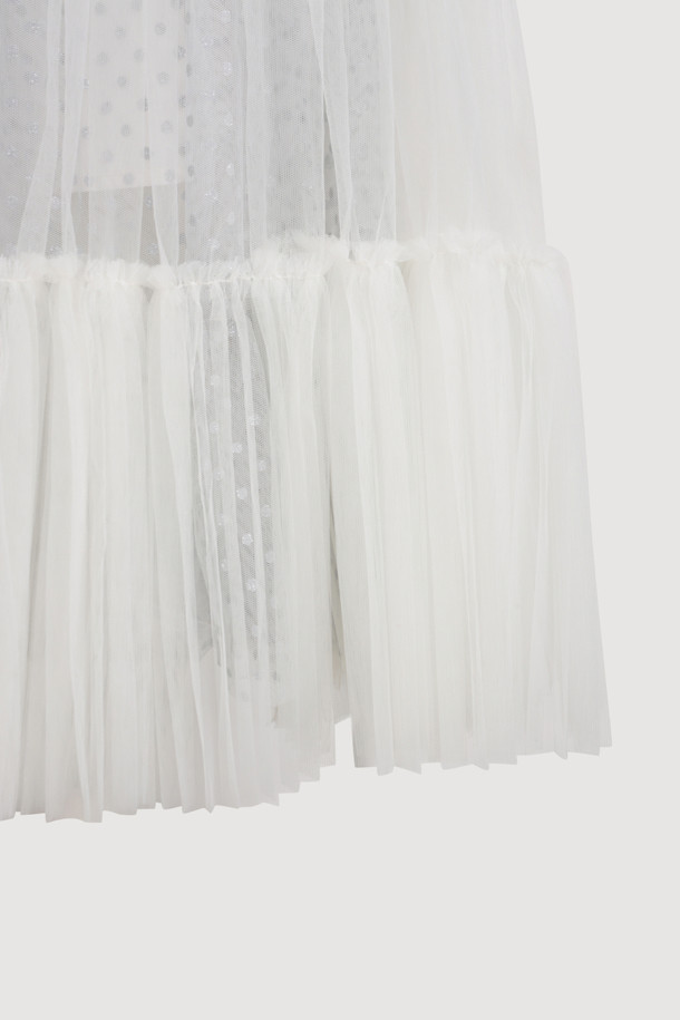 LUCKY CHOUETTE - 롱스커트 - [Holiday Edition] Mesh Long Banding Skirt (Ivory)