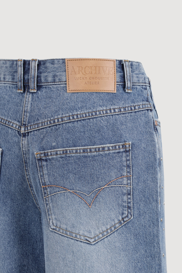 LUCKY CHOUETTE - 데님 - [Atelier] Studded Denim Shorts (blue)