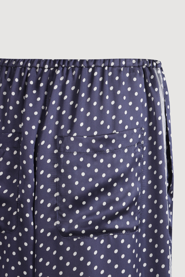 LUCKY CHOUETTE - 롱/미디팬츠 - [Re-Order] Dot Print Jogger Banding Pants (navy)