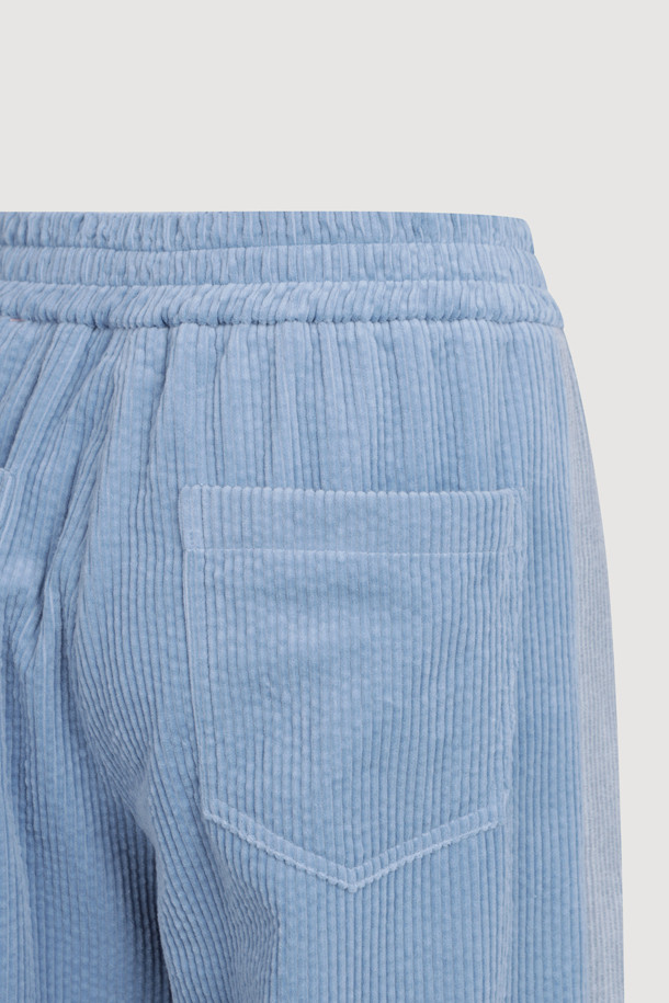 LUCKY CHOUETTE - 롱/미디팬츠 - [Holiday Edition] Side Color Corduroy Banding Pants (light blue)