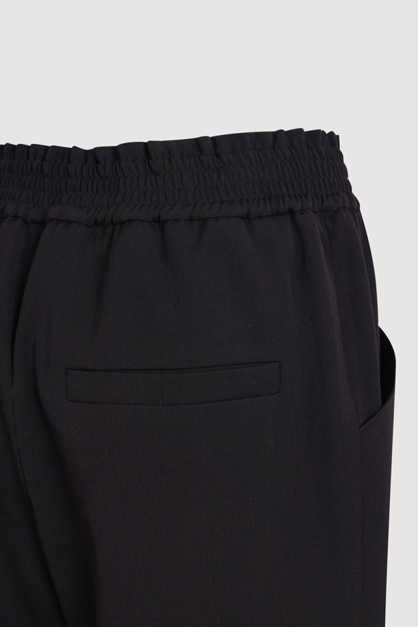 LUCKY CHOUETTE - 롱/미디팬츠 - Straight Back-banding Pants (black)