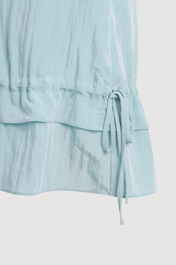 LUCKY CHOUETTE - 블라우스 - Full Open Frill Half Sleeve Blouse (blue)