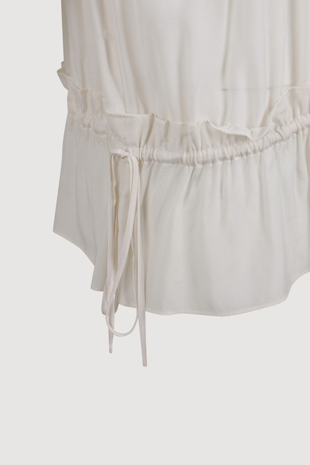 LUCKY CHOUETTE - 블라우스 - [Atelier] Shirring Point Long Sleeve Blouse (ivory)