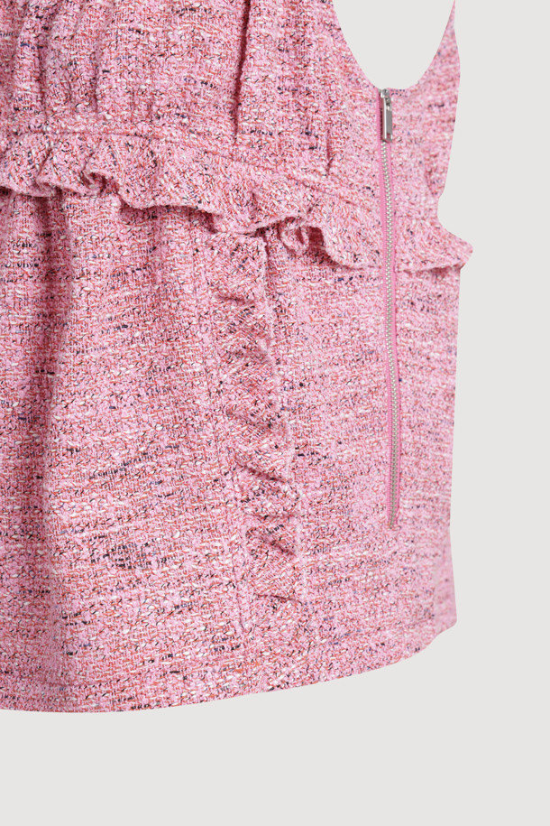 LUCKY CHOUETTE - 블라우스 - Tweed Bustier Blouse (pink)