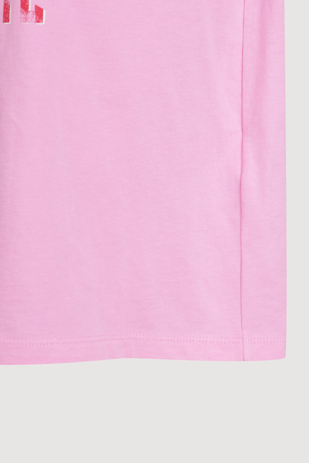 LUCKY CHOUETTE - 반소매 티셔츠 - Lucky Lettering Loose Fit Half Sleeve T-shirt (pink)