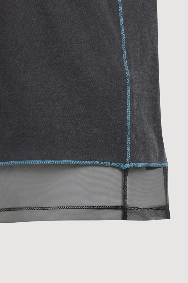 LUCKY CHOUETTE - 반소매 티셔츠 - Mesh Loose Fit Half Sleeve T-shirt (dark grey)