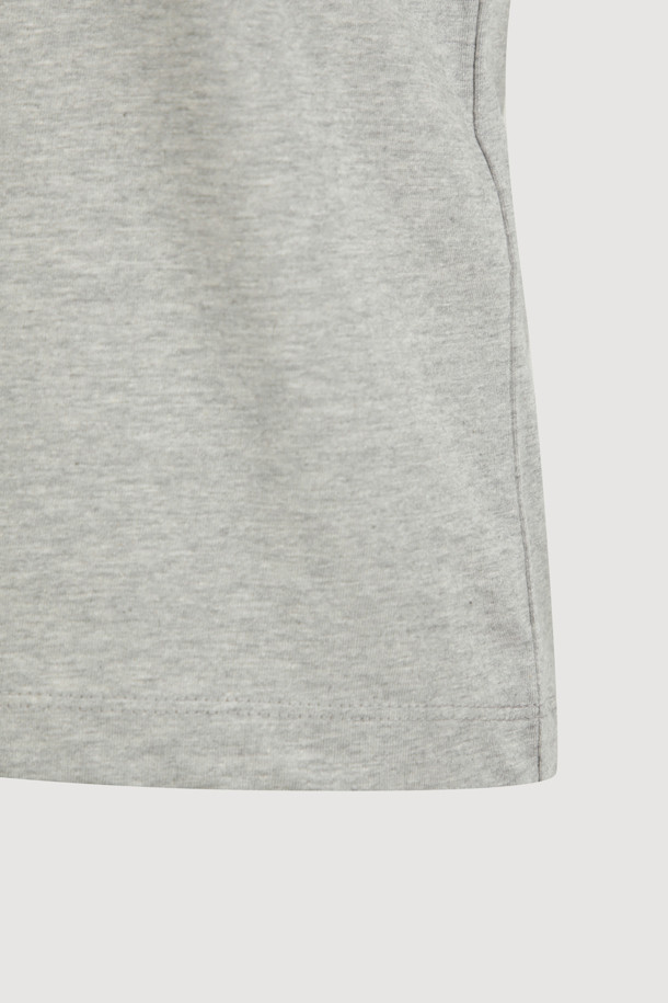 LUCKY CHOUETTE - 반소매 티셔츠 - [Re-Order] Lettering Point Slim Fit Half Sleeve T-shirt (melange grey)