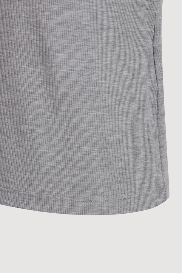 LUCKY CHOUETTE - 긴소매 티셔츠 - [Atelier] U-neck Ribbed Slim Fit Long Sleeve T-shirt (melange grey)