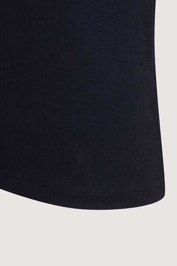 LUCKY CHOUETTE - 긴소매 티셔츠 - [Atelier] U-neck Ribbed Slim Fit Long Sleeve T-shirt (dark navy)