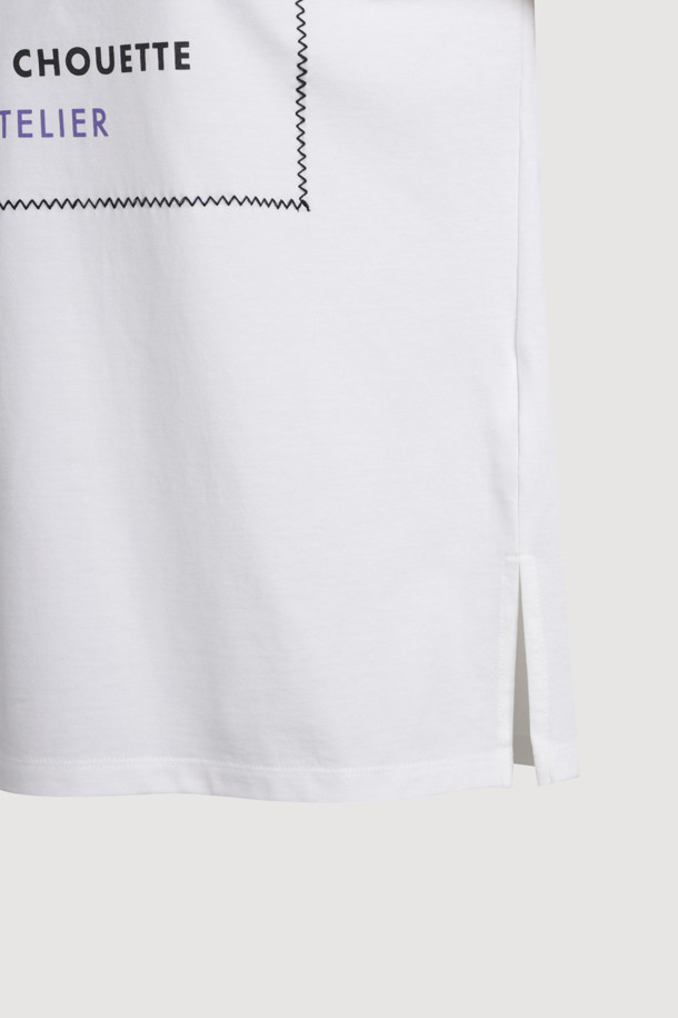 LUCKY CHOUETTE - 반소매 티셔츠 - [Atelier] Lettering Point Half Sleeve T-shirt (ivory)