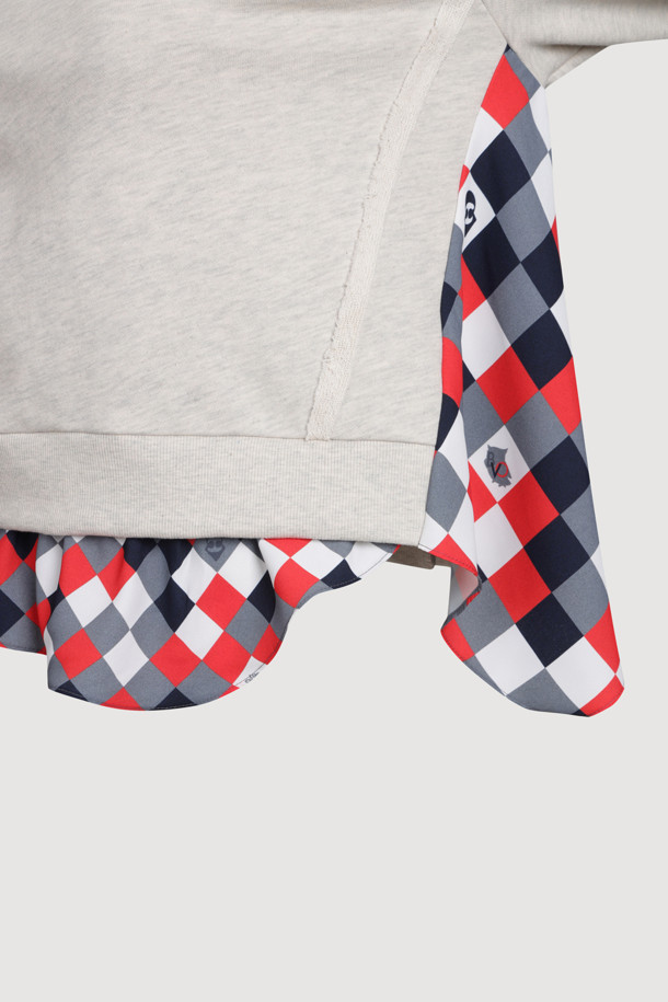 LUCKY CHOUETTE - 스웻셔츠 - Checkered Print Color Sweatshirt (oatmeal)