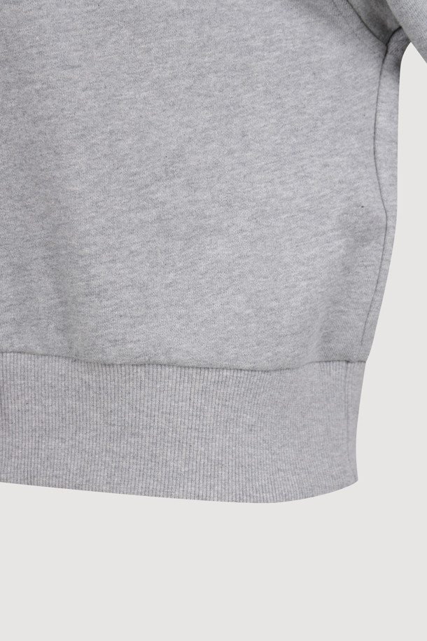 LUCKY CHOUETTE - 후디 - Embroidery Point Cropped Hoodie  T-shirt (melange grey)