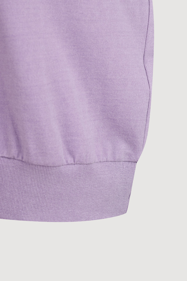 **바이올렛 자수 포인트 스웨트셔츠**

여성스러운 무드의 바이올렛 컬러 스웨트셔츠입니다. 넉넉한 루즈핏과 브이넥 디자인으로 편안하면서도 스타일리시하게 연출할 수 있습니다. 소매 프릴 디테일과 리본 자수 포인트가 사랑스러운 분위기를 더하며, 피그먼트 워싱 가공으로 부드러운 촉감을 선사합니다. 봄, 가을 시즌 데이트룩이나 카페룩에 매치하여 캐주얼하면서도 로맨틱한 스타일을 완성해보세요. 면 소재로 제작되었으며, 드라이클리닝을 권장합니다.
