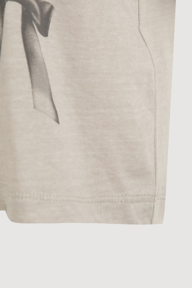 LUCKY CHOUETTE - 반소매 티셔츠 - Frill Half Sleeve T-shirt (light beige)