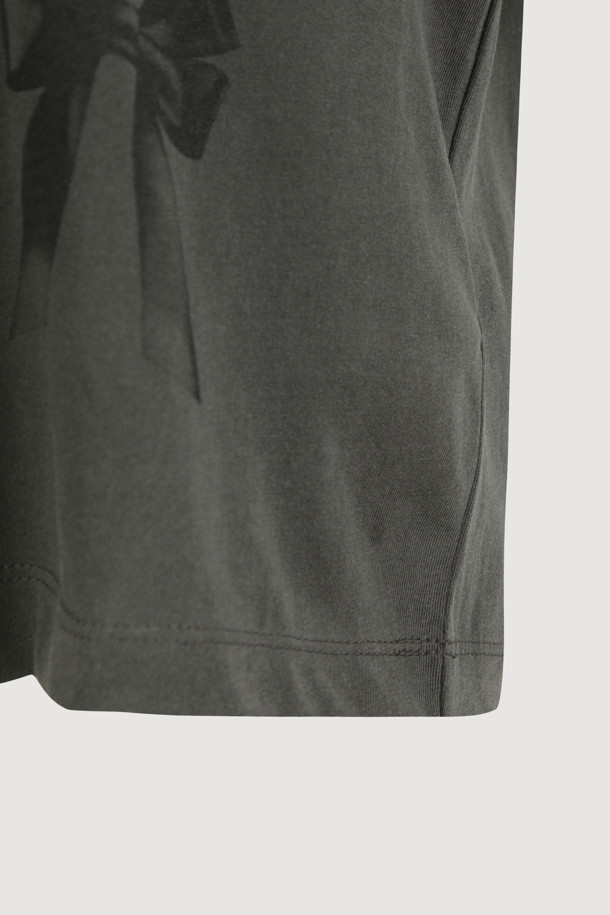 LUCKY CHOUETTE - 반소매 티셔츠 - Frill Half Sleeve T-shirt (dark grey)