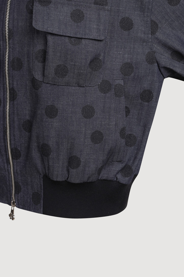 LUCKY CHOUETTE - 점퍼 - [Atelier] Dot Print Crop Jumper (dark navy)