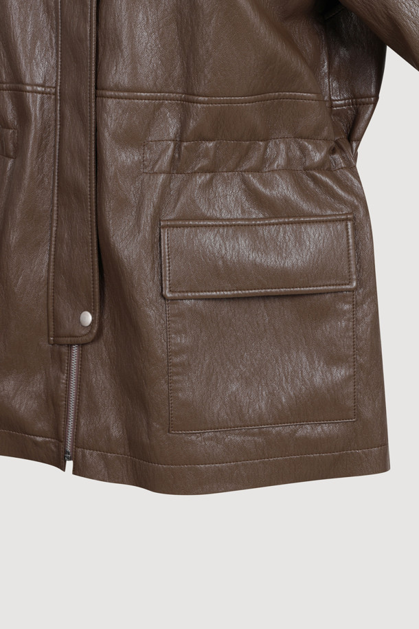 LUCKY CHOUETTE - 점퍼 - Utility Fake Leather Jumper (brown)