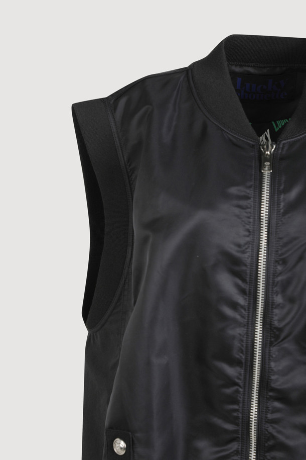 LUCKY CHOUETTE - 베스트 - Leather Pocket Sleeveless Vest (black)