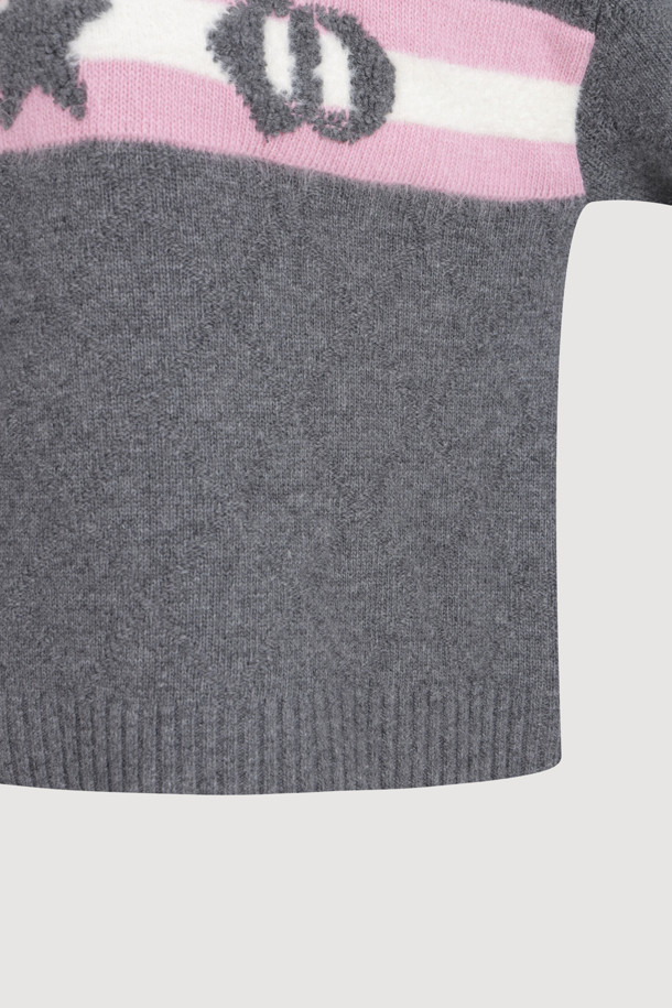 LUCKY CHOUETTE -  - [Re-Order] [Holiday Edition] Front Accentuated Knit Pullover (melange grey)