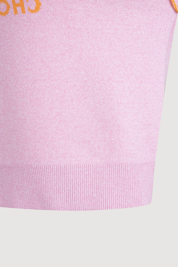 LUCKY CHOUETTE - 스웨터 - Reversible Lettering Round Neck Knit Pullover (pink)