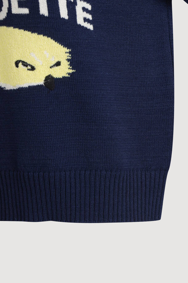 LUCKY CHOUETTE - 스웨터 - Intarsia Chouette Round Neck Pullover (dark navy)