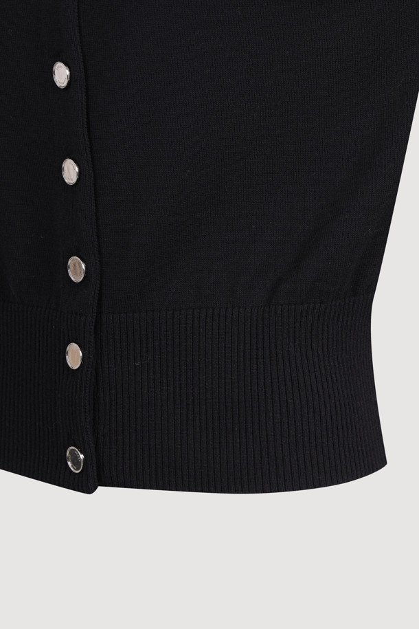 LUCKY CHOUETTE - 가디건 - Essential Half Sleeve Knit Cardigan (black)