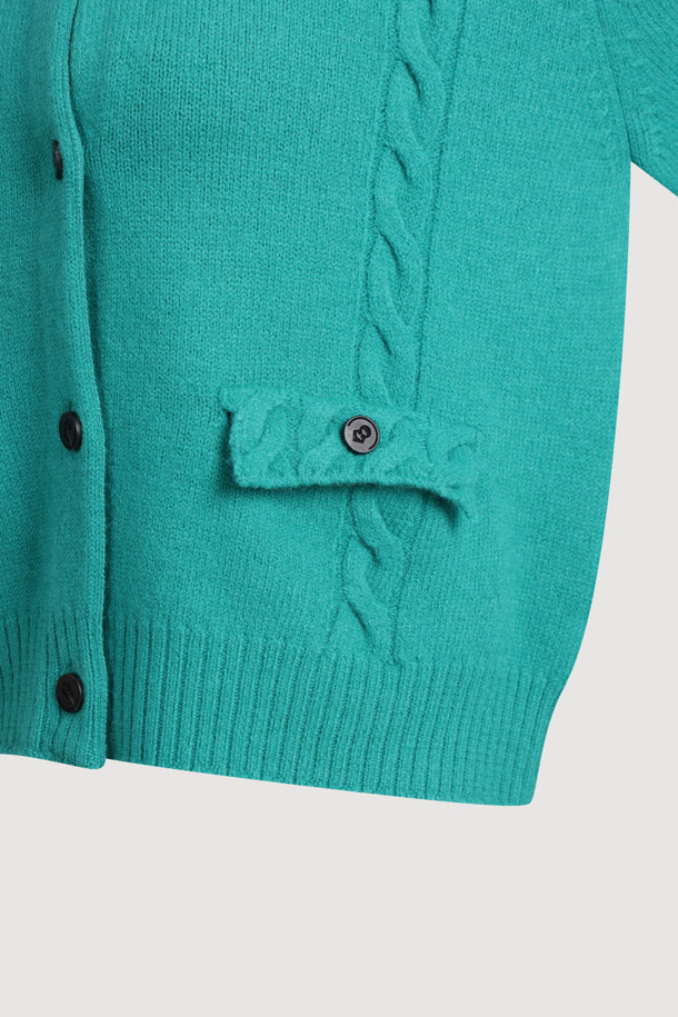 LUCKY CHOUETTE - 가디건 - Back Lucky Lettering Knit Cardigan (green)