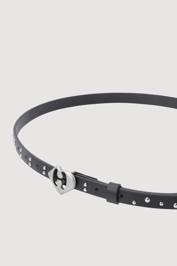 LUCKY CHOUETTE - 벨트 - [Holiday Edition] Stud Decorated Slim Leather Belt (black)