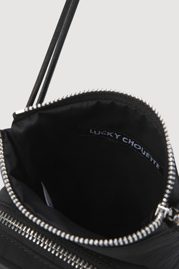 LUCKY CHOUETTE - 크로스백 - Frill Decoration Mini Cross Bag (black)