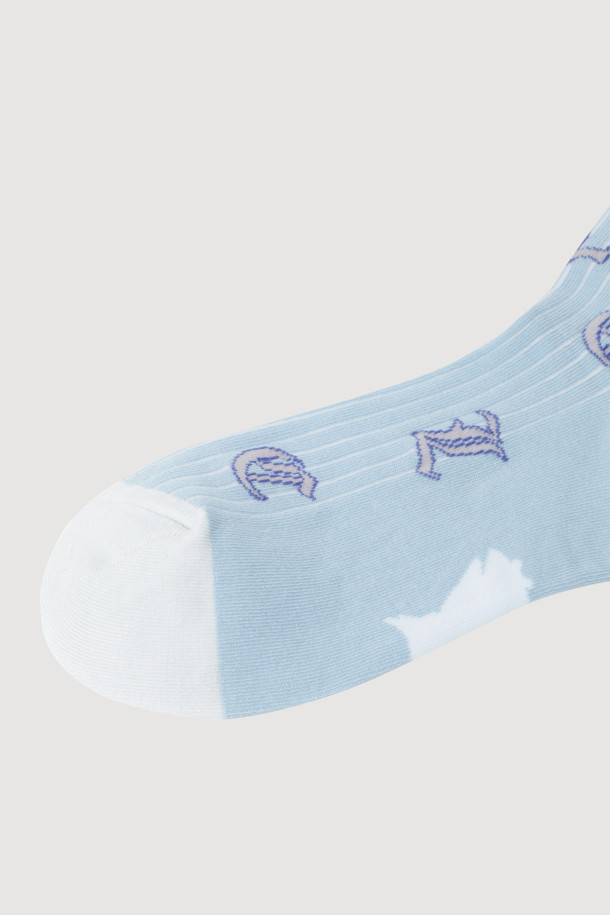 LUCKY CHOUETTE - 양말 - Lettering Jacquard Socks (mint)