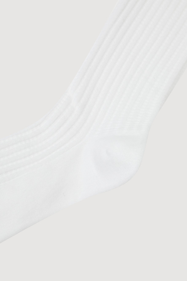 LUCKY CHOUETTE - 양말 - Tissue Ribbed Knee Socks (white)