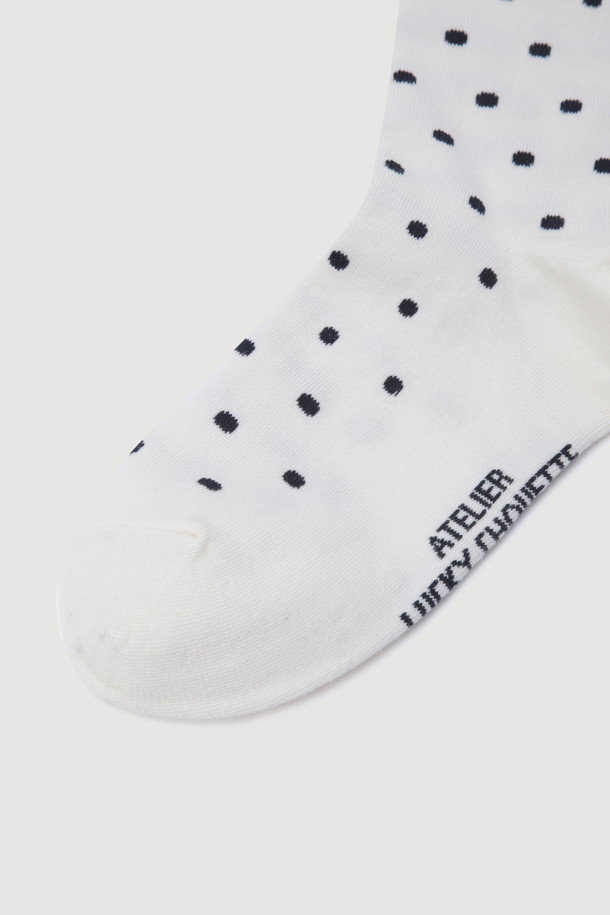 LUCKY CHOUETTE - 양말 - A-Dot Knee-Socks (ivory)