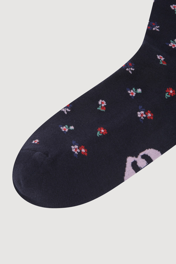 LUCKY CHOUETTE - 양말 - Flower Pattern Socks(navy)