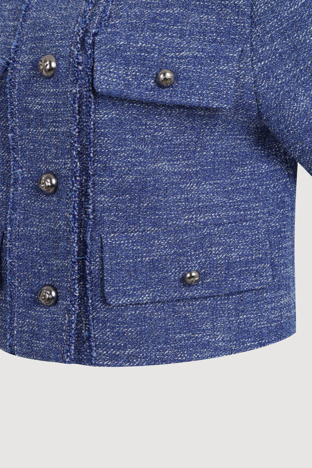 LUCKY CHOUETTE - 자켓 - Herringbone Bold Burton Crop Jacket (blue)