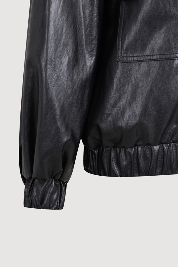 LUCKY CHOUETTE - 점퍼 - Leather Blouson Jumper (black)