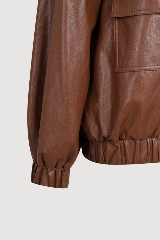 LUCKY CHOUETTE - 점퍼 - Leather Blouson Jumper (camel)