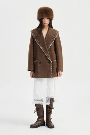 Stitch Embroidery Sailor Coat (brown)