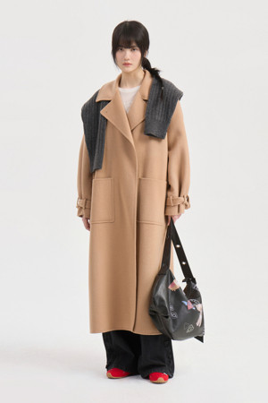 Robe Loose-fit Long Coat (beige)