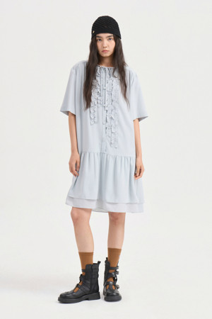 Frill Half Sleeve Poly Dress (mint)