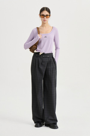 [Atelier] Obi Point Check Wide Pants (grey)