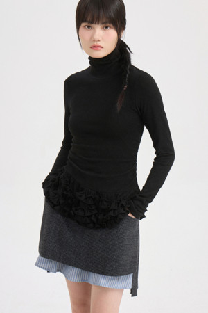 [Re-Order] Frill Point Metal Long Sleeve T-shirt (black)