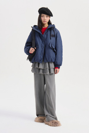 Denim Goose Down Hoodie Jumper (blue)