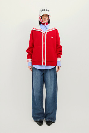 Mini Sailor Knit Cardigan (red)